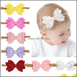 Haaraccessoires Europe Baby's Girls Sequins Bowknot Bands Hoofdband Hoofddeksel MTI Layer Bow Children Babywraps Accessory M MXHOME DHBMF