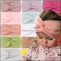 Haaraccessoires Europa Baby Girls Tulband Wrap gekruiste hoofdband Kinderen Elastische Hairband Children Bandanas Hoofd Band Accessory 12 MxHome DHVTK