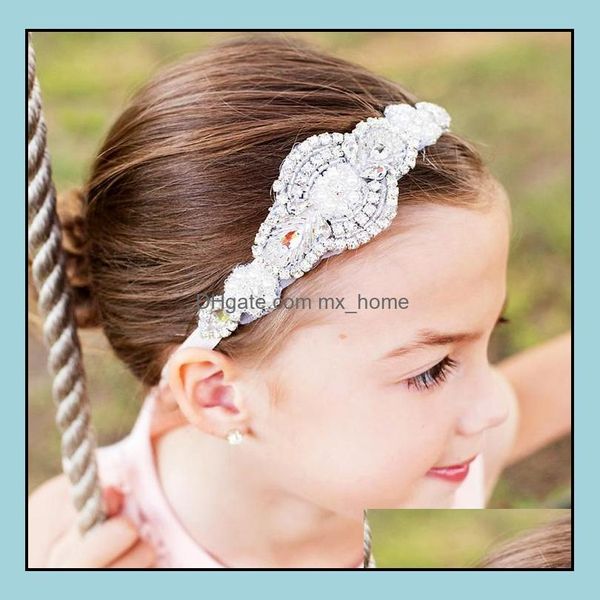 Accessoires de cheveux Europe Mode Bébé Filles Bandeau À La Main Strass Élastique Bandeau Enfants Enfants Fête Chapeaux 12 Couleur Mxhome Dhj40