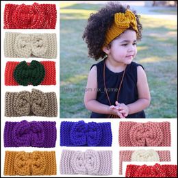 Accessoires pour cheveux Europe Mode Enfant Bébé Tricoté Bandeaux Filles Bandes Enfants Bowknot Belle Enfants Headwraps 40 Couleurs Mxho Mxhome Dhihl