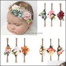 Accesorios para el cabello Europa Infant Baby Girls Floals Diadema Niños Flower Crown Pography Props Band Sition Mxhome Drop Delivery Mxhome Dhsqc