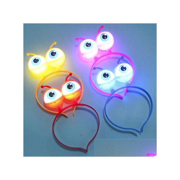 Accesorios para el cabello Globo ocular LED Aro Intermitente Resplandor Diadema Corona Corazón Iluminar Hairbands Fiesta Navidad Gota Entrega Bebé Niños Matern DHJRZ