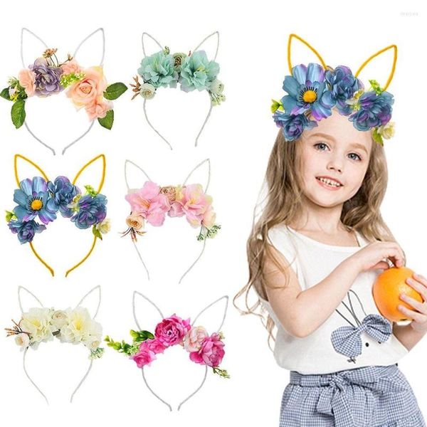 Accessoires cheveux fausses bandes de fleurs pour filles Boutique artificielle Organza Floral bandeau princesse fête chapeaux enfants