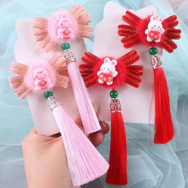 Accessoires pour cheveux, coiffure en forme d'éventail, poignée avec nœud, pinces chinoises pour enfants, épingles à cheveux, Barrettes, glands pour enfants