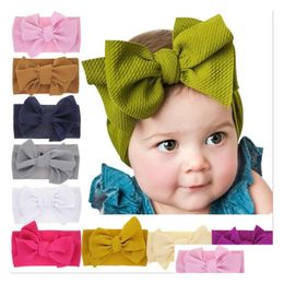 Accesorios para el cabello Moda Baby Girls Big Bow Diademas Elásticas Bowknot Hairbands Headwear Niños Tocado Head Bands Born Turban Wraps Dhtfd