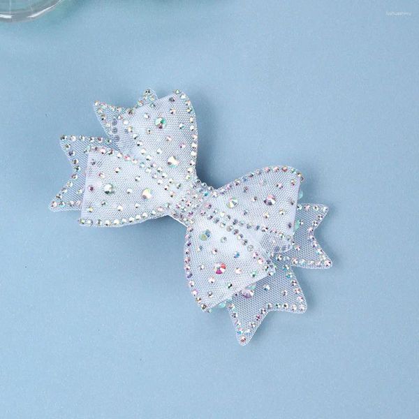 Accessoires de cheveux Fashion Bling Rhingestone Bowknot Clips For Girls Double Lace Lace Bow Boutique Princess Barrets Headswear