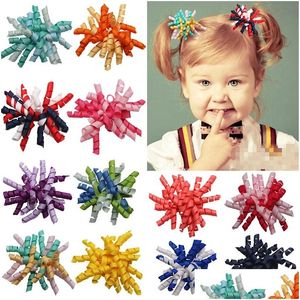 Accesorios para el cabello Moda Rizado Grosgrain Cinta Cuerda Bebé Niñas Bandas Regalos Punto de onda Arco iris Infantil Gota Gota Entrega Niños Mater DH9IH