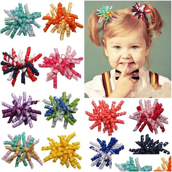 Accessoires de cheveux Mode Curly Grosgrain Ruban Corde Bébé Filles Bandes Cadeaux Wave Point Rainbow Infant Caoutchouc Drop Livraison Enfants Mater Dh9Ih