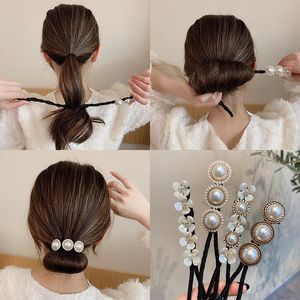 Haaraccessoires Mode Hoofd Band Bal Franse Twist Magic DIY Tool Bun Maker Sweet Dish Made Pearl Headwear