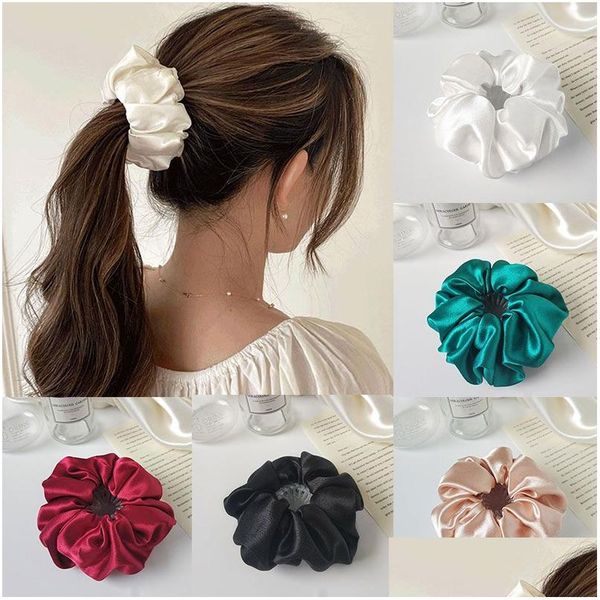 Accessoires pour cheveux Mode Satin Soie Femmes Nid d'oiseaux Bandes de cheveux élastiques Grands chouchous Bow Bun Ponytail Holder Clips Accessoires Hai Dhrkh