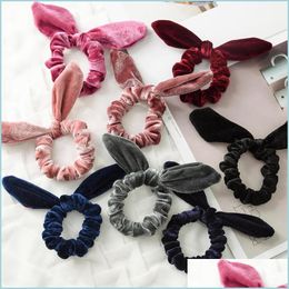 Haaraccessoires Fashion Women Lovely Veet Bow Hair Bands Scrunchies Girls Tie accessoires Ponytail Holder 9 Color Drop Delivery Prod DH3SF