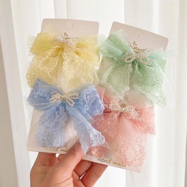 Accesorios para el cabello Clip de lazo de encaje de moda Cinta de temperamento de perlas para niños Princesa Exquisita para niña