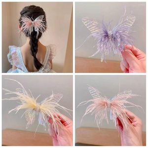 Accessoires pour cheveux Plume Enfants Épingle À Cheveux À La Mode En Trois Dimensions Alliage Coloré Papillon Clip Filles