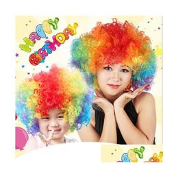 Accessoires pour cheveux Festival Clown Perruque Costume Cirque Bouclés Party Favors Afro Perruques Halloween Fans De Football Drop Delivery Bébé Enfants Materni Dhm9U