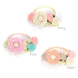 Accesorios para el cabello, diadema Floral de nailon para bebé, diadema con corona de rosas y flores de fieltro para niños pequeños, accesorio para nacimiento, regalos infantiles