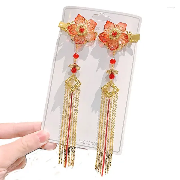 Accesorios para el cabello Clips de flores Joyería Cuentas largas Borla Tocado elegante para decoración de estilo grueso