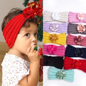 Accesorios para el cabello Diademas de punto de flores para niñas Otoño Invierno Ropa cálida Ropa de punto para niños pequeños Sombreros Negro Rojo Amarillo