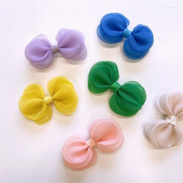 Accesorios para el cabello, Clips fluorescentes de hilo multicapa para niñas, joyería para la cabeza de Sari, versión coreana del cuello grande