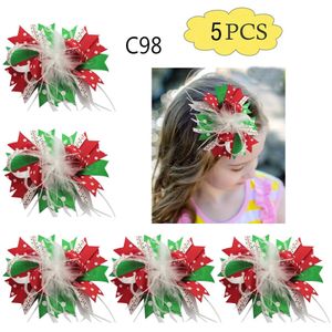 Accessoires pour cheveux gratuits 5 pièces -B nœuds de cheveux inspirés de noël pinces à cheveux de noël père noël gros accessoires pour cheveux bandeaux de bonhomme de neige 231124