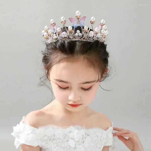 Accessoires pour cheveux de fête française, jolie coiffure de princesse papillon, ornement pour enfants, couronne coréenne, cerceau