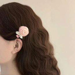 Accessoires de cheveux français rétro rose rose rose épingle à cheveux mori moadwear sweet fairy perle arc fleur latérale clip de côté accessoire élégant