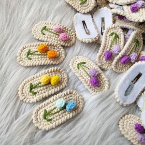 Accessoires pour cheveux, pinces à fleurs de tulipe en tricot amusant pour enfants filles, épingles à cheveux mignonnes au crochet, couvre-chef pour femme