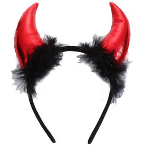 Accessoires pour cheveux Drôle Diable Corne Bandeau Paillettes En Peluche Corne De Vache Bandeau Halloween Party Decor Scène Cosplay Costume Cheveux Accessoires Enfants Cadeau 230821