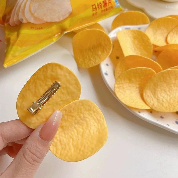 Accesorios para el cabello, divertidos clips de horquilla con patatas fritas simuladas para niñas y mujeres, Clip lateral con pico de pato