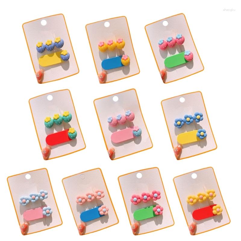 Hair Accessories Girl Clip Candy Color Strawberry/Flower Hairpin Side Summer Hairstyle Accessory Kid Barrettes Decors