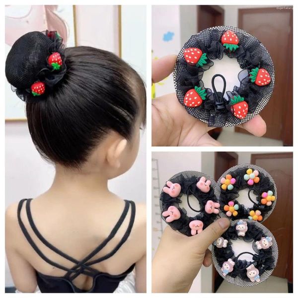 Accesorios para el cabello Niña Flor Adornos de red Moda Niños Ballet Danza Patinaje Malla transpirable Cubierta de moño elástico Tocado ajustable