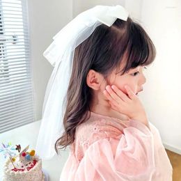 Accessoires de cheveux Girl's Fairy Bow Princess Headress Sweet Back Back Spoon White Mesh Clip Clip Performance Headswear