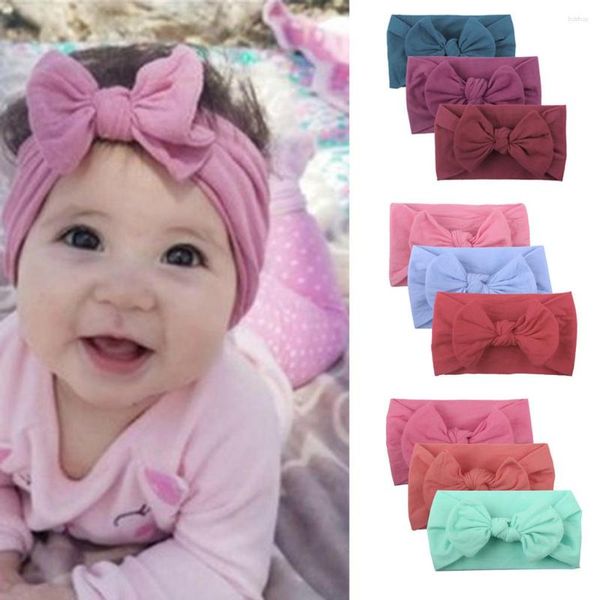 Accessoires pour cheveux filles bébé enfant en bas âge Turban solide bandeau bandeau arc 3 pièces chapeaux photographie fournitures cadeau