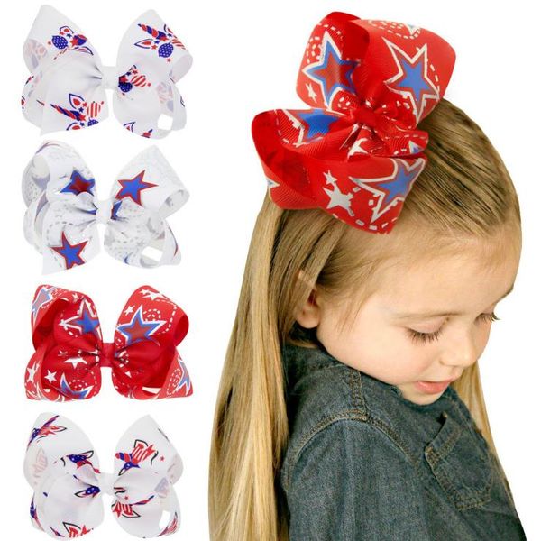 Accessoires pour cheveux filles pinces à cheveux à gros nœud 4 juillet pinces pour le jour de l'indépendance drapeau américain pince princesse 4 couleurs BT6524