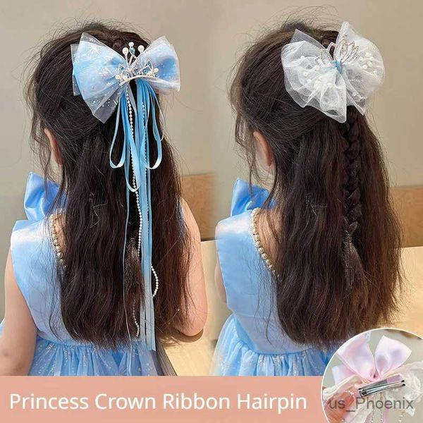 Accessoires de cheveux filles mignon princesse couronne bowknot ornement perle diamant pinces à cheveux enfants gauze paillettes ruban épingles à cheveux enfants accessoires de cheveux
