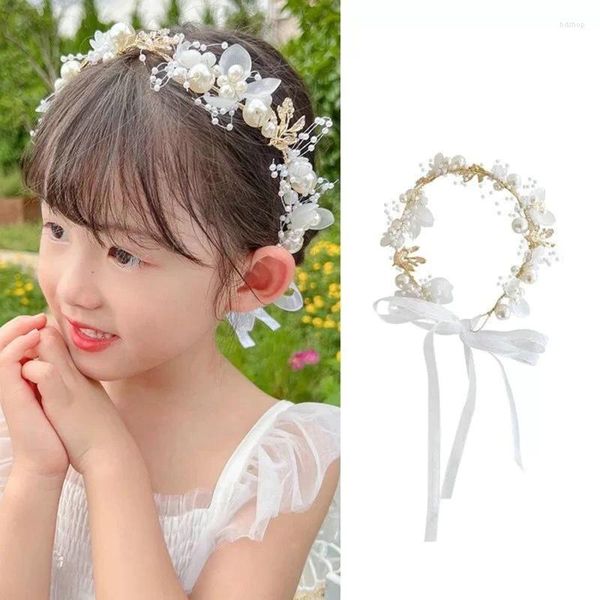 Accessoires pour cheveux, bandeau pour filles, coiffure en perles imitées, couronne de fleurs pour bébé, guirlande de mariée, cerceau, bandeaux de mariage