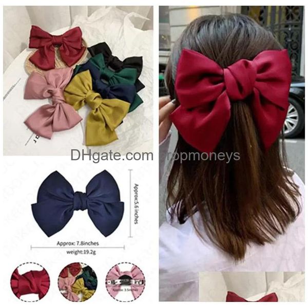 Accesorios para el cabello Niñas Gran nudo de arco Horquillas Bohemio Hairbow Lazos Clips para el cabello Accesorios para mujeres Bowknot Horquillas Ponytail Titular He Dhan0