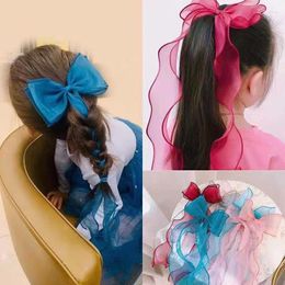 Accesorios para el cabello niñas cinta larga Bowknot horquillas niños trenzado borla perlas Clip Cola de Caballo titular princesa sombreros para chico