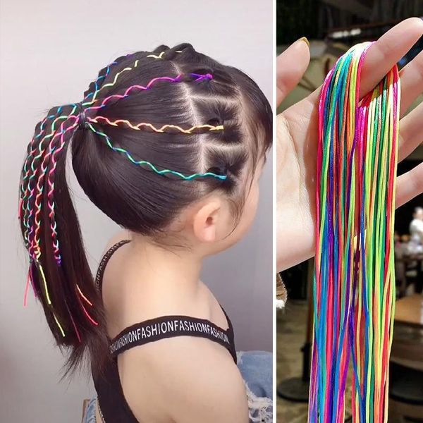 Accessoires pour cheveux pour filles, cordes tressées dégradées colorées, Hip Hop, ruban coloré pour enfants, coiffure Chic pour ABUDDY