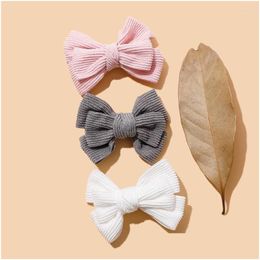 Accessoires de cheveux Filles Solide Couleur Bowknot Barrettes Mignon Corduroy Clips Pour Enfants Boutique À La Main Chapeaux Fille Accessoires 3 Couleurs Dh0Bp