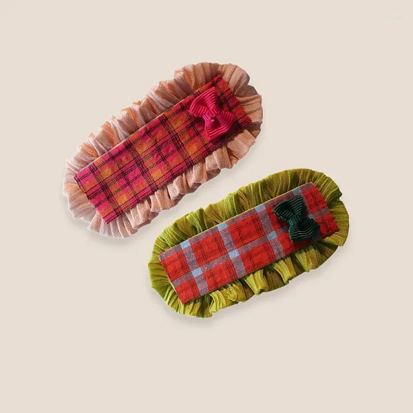 Accessoires pour cheveux filles doux automne et hiver pinces à nœud mignon tissu Plaid