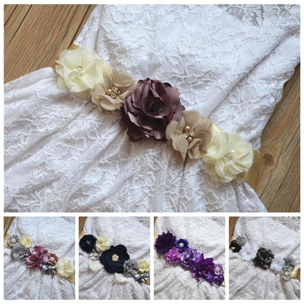 Accesorios para el cabello Lentejuelas brillantes Bowknot Cinturones de mujer Cuentas de costura a mano Faja de flores Pretina de maternidad Vestido de bricolaje Decoración Pography Props