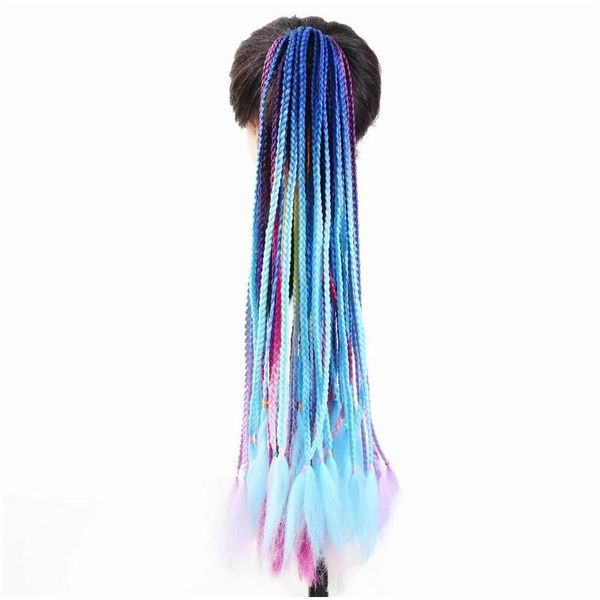 Accesorios para el cabello Accesorios para el cabello 1 linda banda elástica peluca de goma diadema 60 cm gradiente de color sucio trenzado cola de caballo entrega de gota bab dhjre