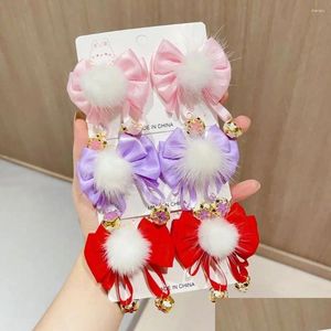 Accessoires pour cheveux Accessoires pour cheveux Filles Année Clip Bow Rouge Princesse Hanfu Coiffe Bébé Pompon Boule Épingles À Cheveux Bébé, Enfants Maternité Acce Dhdsv