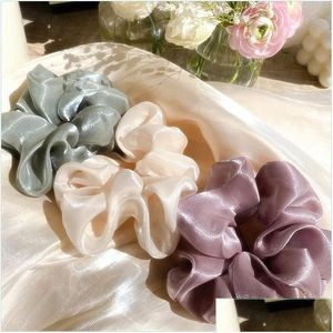 Hair Accessories Hair Accessories Women Girls Silk Scrunchies Elastic Solid Color Hairband Ponytail Holder Headband Headwear Hairs A Dhrrs