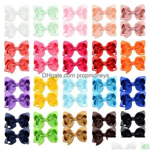 Accessoires pour cheveux Arcs de cheveux Épingles à cheveux coréen 3 pouces Ruban gros-grain Hairbows Accessoires de bébé fille avec clip Boutique Cravates 20 couleurs Ba Dhjkp