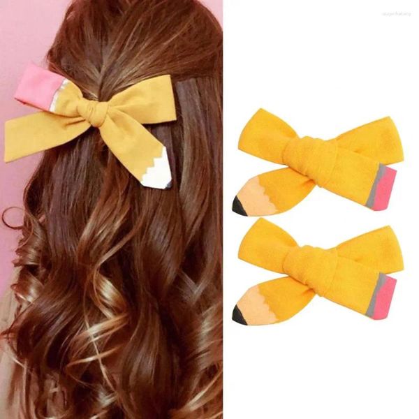 Accesorios para el cabello, horquillas para niña, encantador lápiz amarillo hecho a mano para el regreso a la escuela, guardería, primera escuela