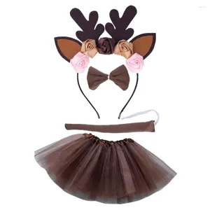 Haaraccessoires Halloween Herten Dierenkostuum Hoofdband Staarthoorn Strikje Tutu Voor Peuter Kinderen Meisjes Fancy Dress Up Kerstmis