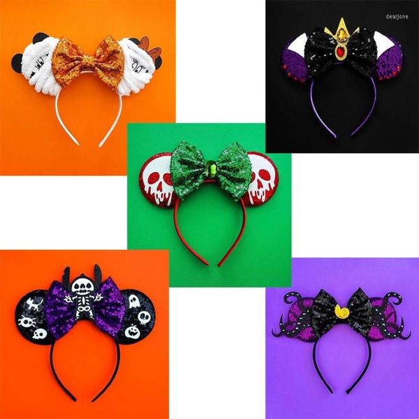 Accessoires de cheveux Halloween Mouse Orees Bandboulez les filles Festival Sequins Bow for Women Party Cosplay Hairband Gift Kids Adult250p