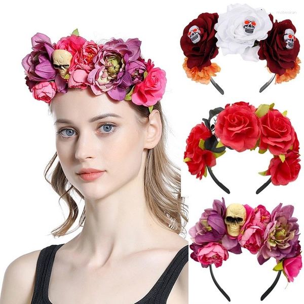 Accessoires de cheveux Halloween Red Rose Band Hairhoop Cosplay Costume Party Flanelle Fleurs Couronne Bandeau Festival Guirlande De Mariage Headpie