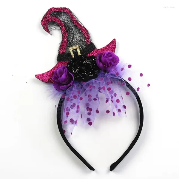 Accesorios para el cabello, diadema de bruja de Halloween, diadema de encaje de terciopelo para madre e hija, diadema para Cosplay, sombreros de fiesta para festivales para niños